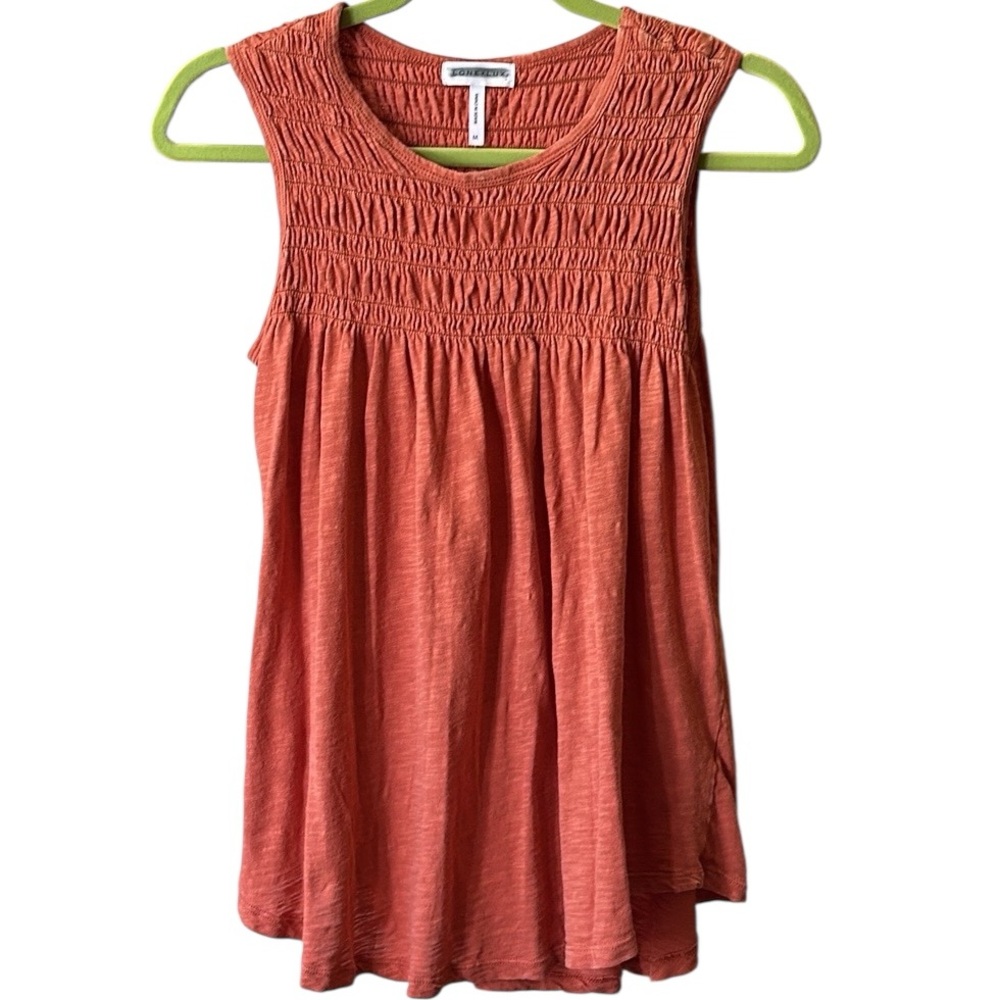 Lone & Lux Terracotta Stretchy Smocked Sleeveless Top size Medium